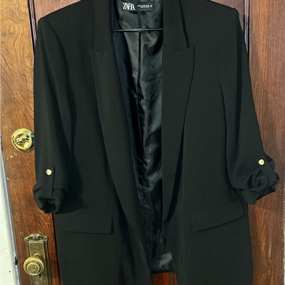 Zara Black Blazer with Gold Button Accents
